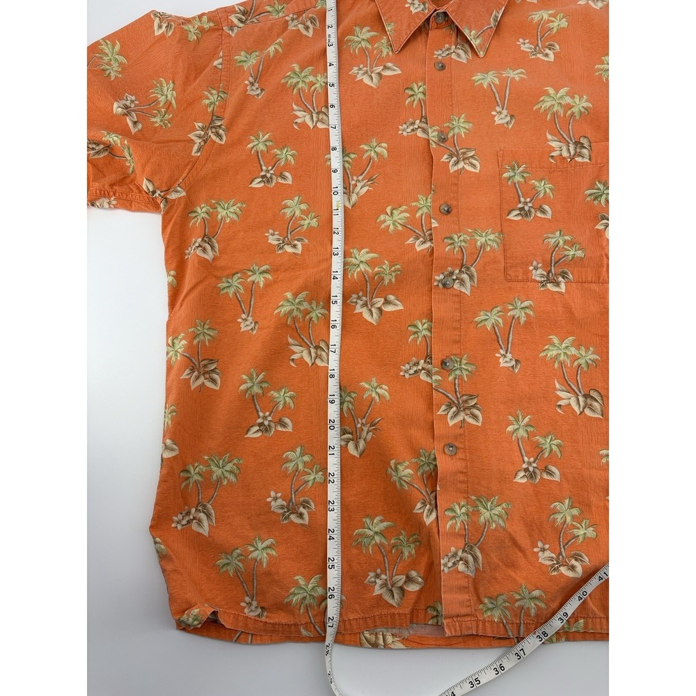 Vintage Pierre Cardin Mens Hawaiian Shirt Orange Tropical Palm Tree Casual L - Picture 5 of 6